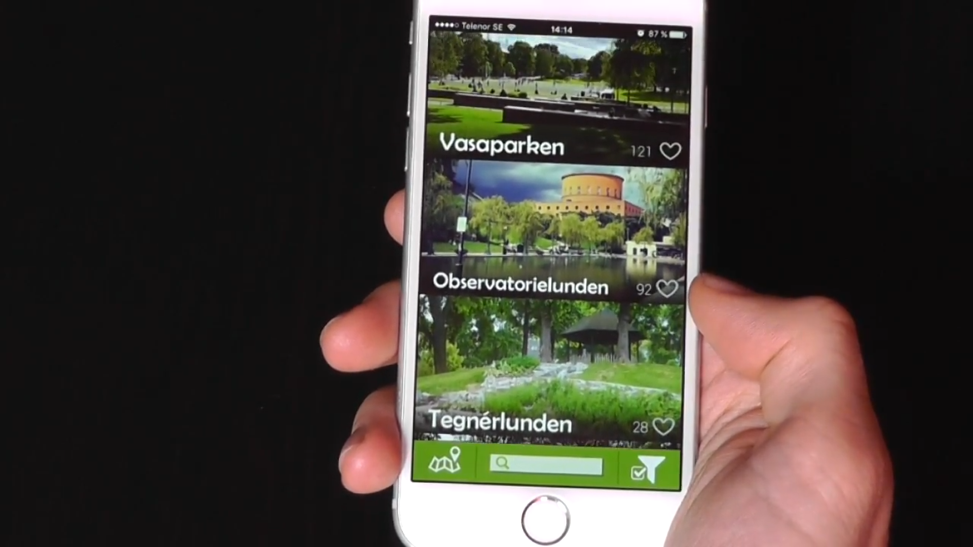 Parklife STHLM app prototype screens